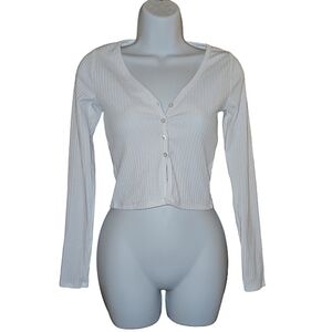 Hollister - Cropped White Button Up - XS